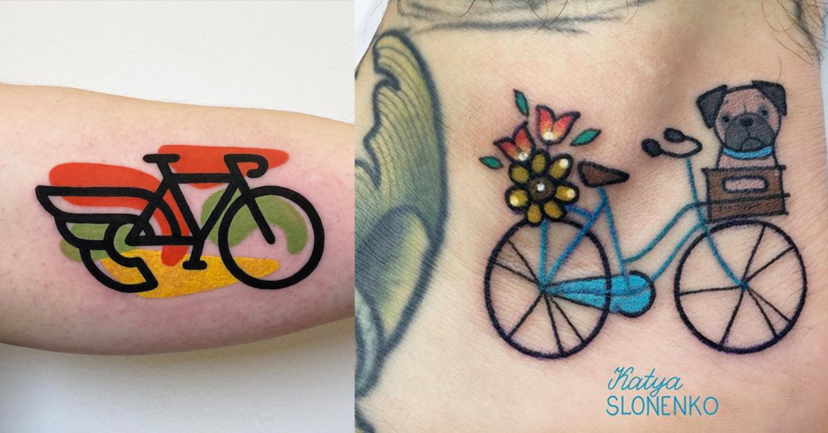 Minimalistic style bicycle tattoo done on the wrist.