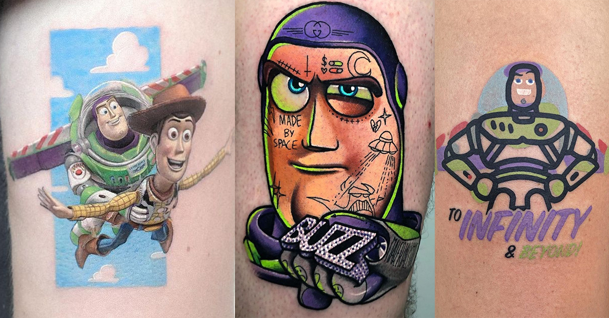 Tattoo tagged with: cartoon character, fictional character, big, buzz  lightyear, mimi, cartoon, facebook, forearm, twitter, profession, pixar,  astronaut, toy story, pixar character, film and book | inked-app.com