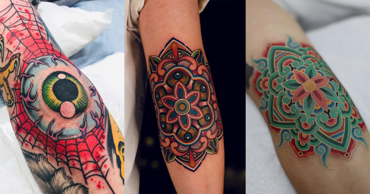 American Traditional Elbow Tattoo Orangetattooshop