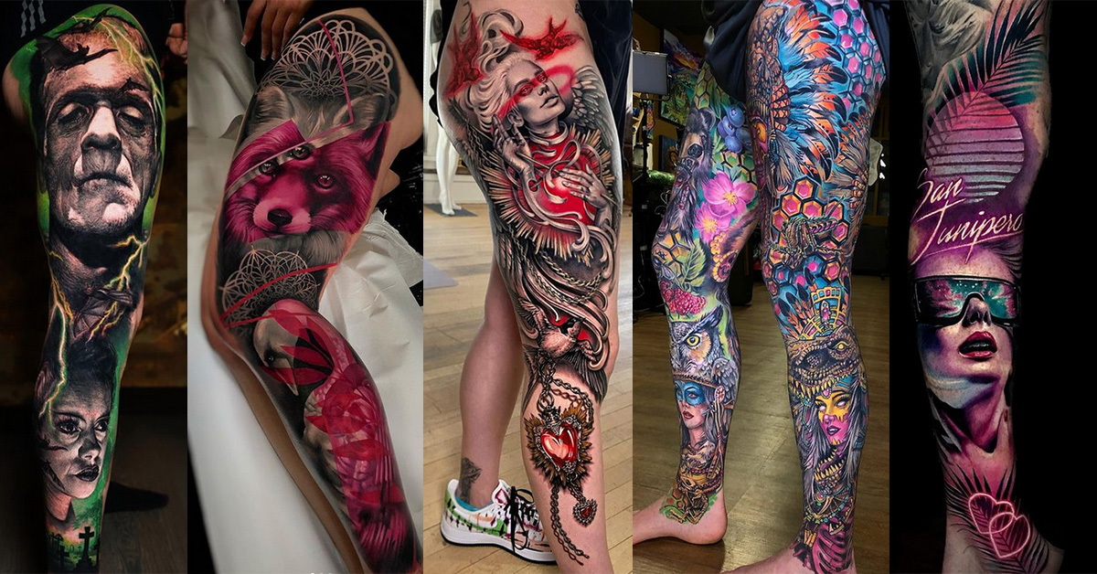 Four Elements leg sleeve by Boston Rogoz : Tattoos