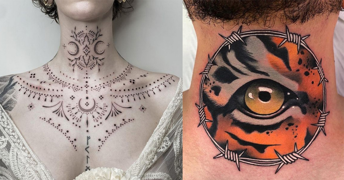 gothic neck tattoo