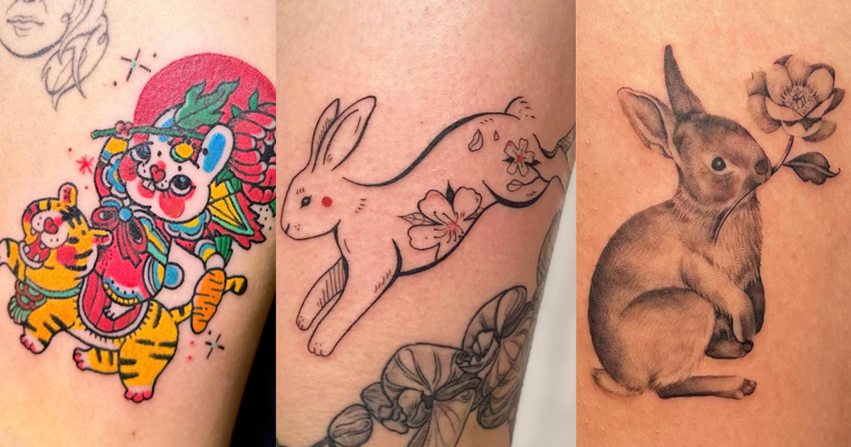 Traditional Holland Lop Bunny Tattoo Ink Art Style by Triplethedot