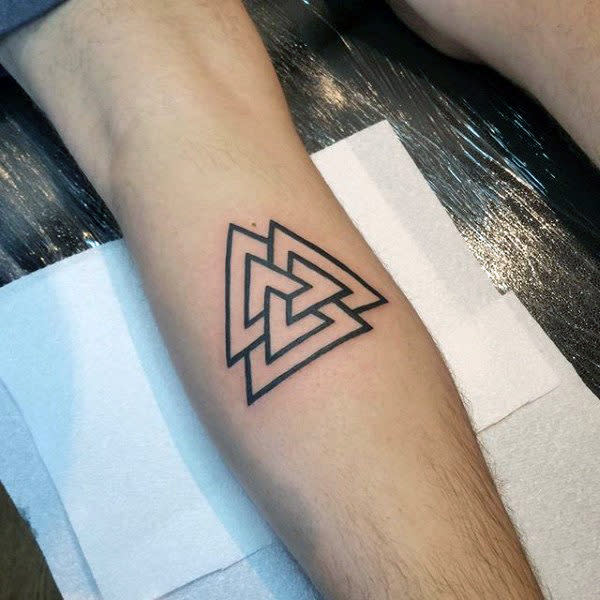 Coustom arm band tattoo compass and valknut symbol with geometric desing ..  .. .. .. FOLLOW - @nihaltattooist FOLLOW - @nihaltattooist… | Instagram