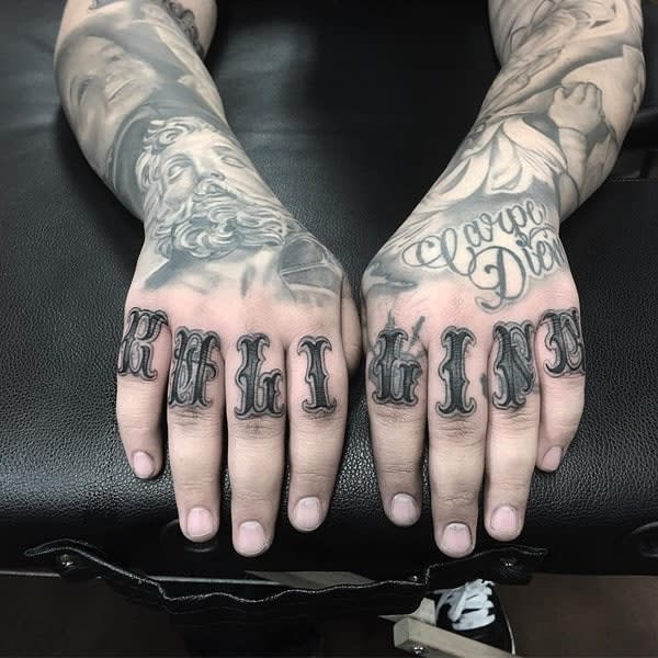 Dark Lettering Finger Tattoo | TikTok