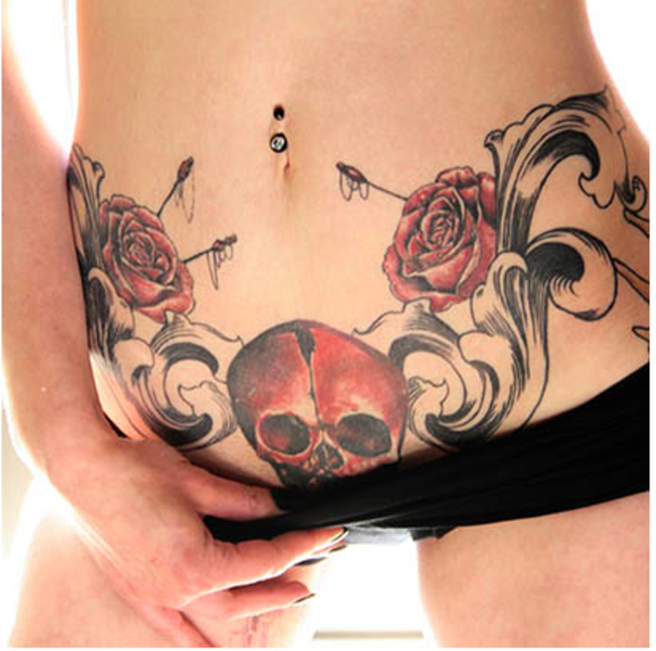 Stomach Tattoo - Skull & Flowers Design - GTA5-Mods.com