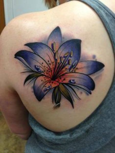Lily tattoo in memory of my dad that passed away suddenly a couple weeks  ago. He loved to arrange flowers among other unexpected hobbies like sewing  and painting my nails as a