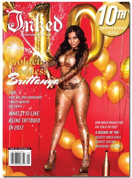 Inked Magazine: Golden Goddess Brittanya - January 2017 - www.inkedmag.com