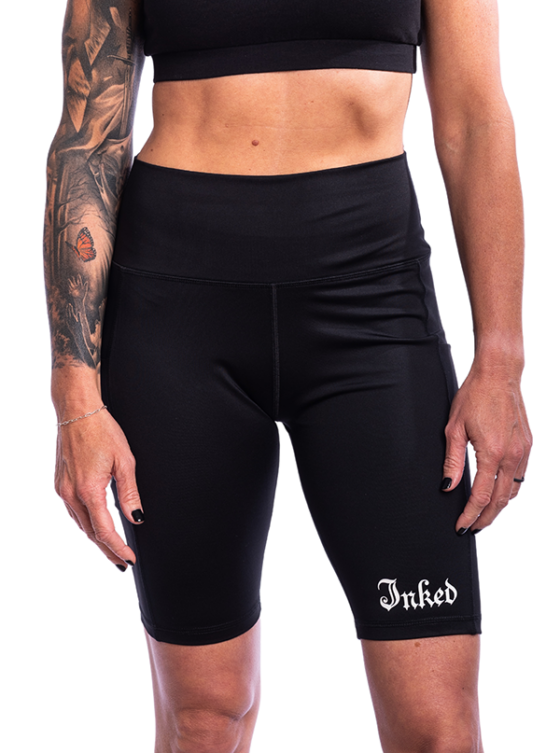 Women's Inked Logo High Waist Biker Short - Black - www.inkedmag.com