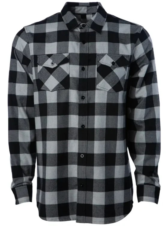 Men's Inked Logo Flannel - Light Grey/Black