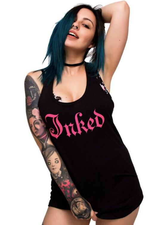 Women's Inked Logo Tank By Inked - Black/Pink - www.inkedmag.com