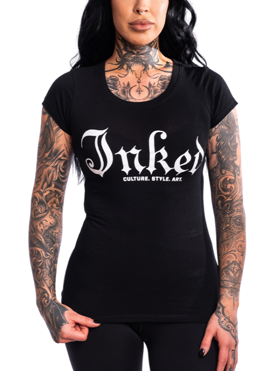 Women's Inked Mag Logo Scoop Neck Tee - Black - www.inkedmag.com