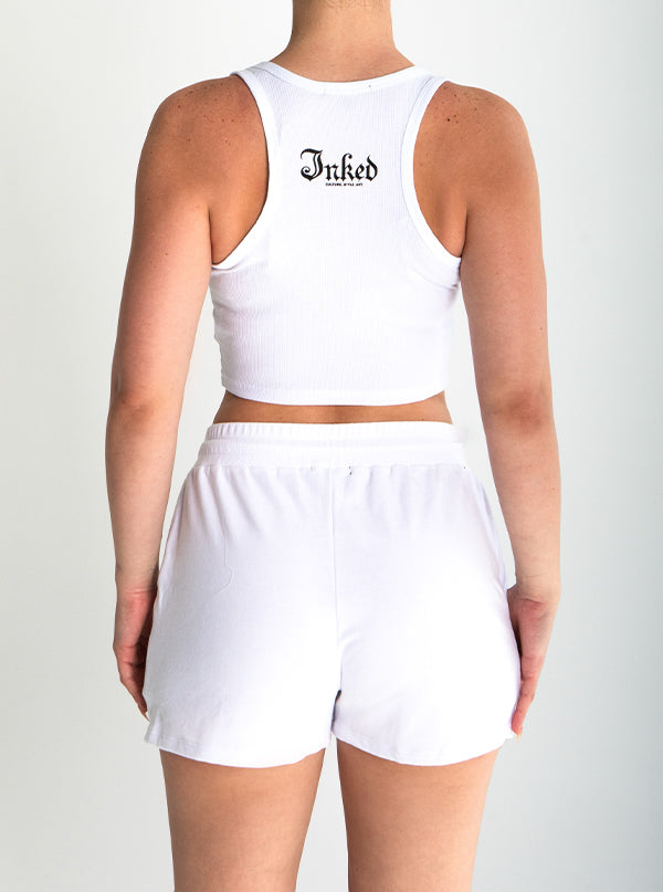 Women's Inked Icon Logo Crop Tank - White - www.inkedmag.com