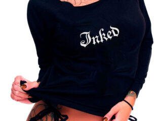 Women's Inked Logo Off The Shoulder Sweatshirt - Black - www.inkedmag.com
